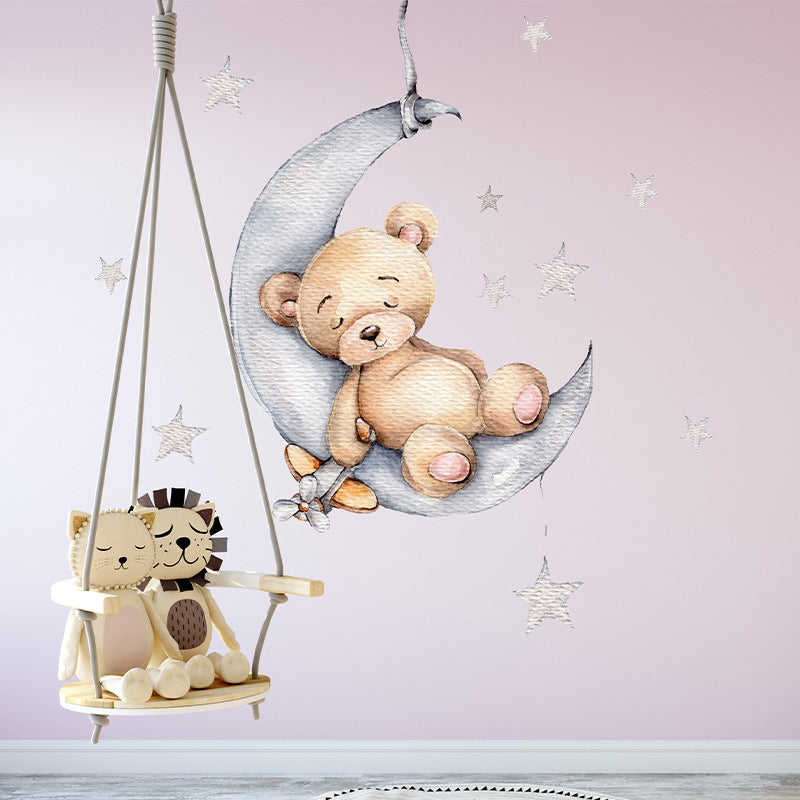 Adesivo murale orso addormentato luna