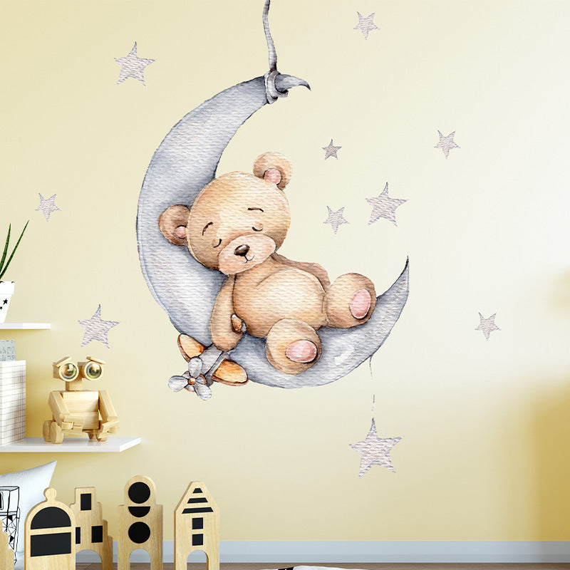 Adesivo murale orso addormentato luna