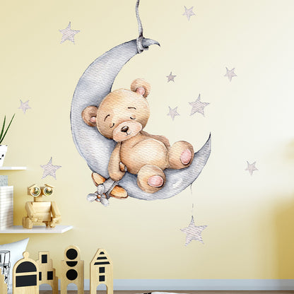 Adesivo murale orso addormentato luna