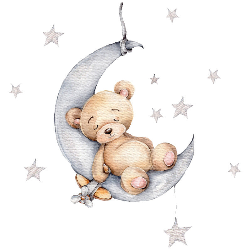 Adesivo murale orso addormentato luna