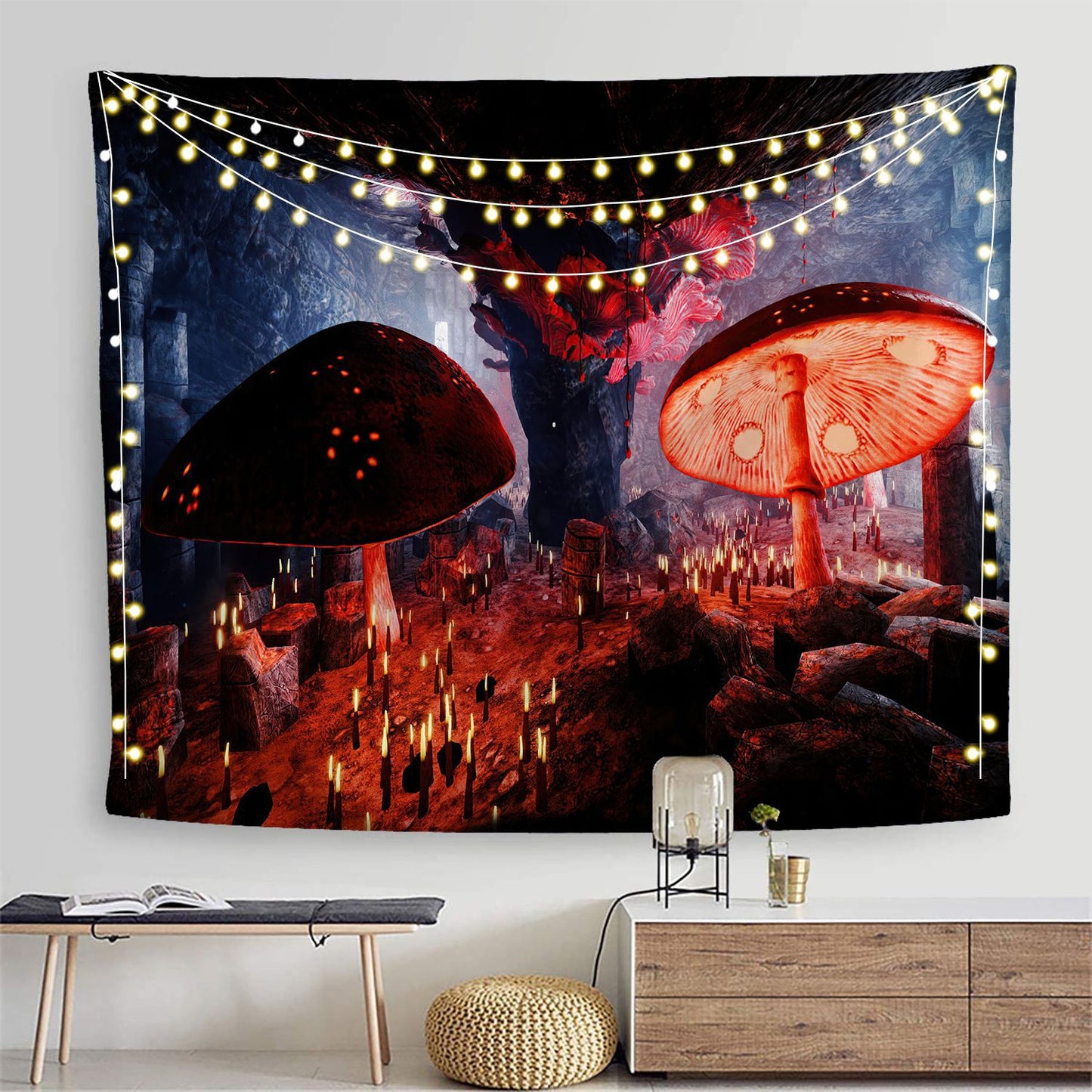 Tappeto funghi multicolore