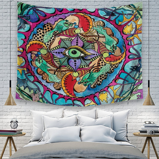 Arazzo Volti occhi psichedelici colorati