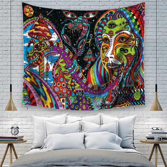 Arazzo Volti occhi psichedelici colorati