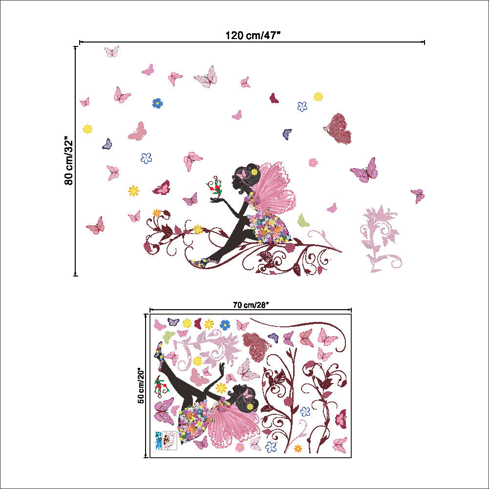Adesivo farfalla e fiori