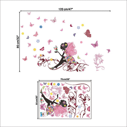 Adesivo farfalla e fiori