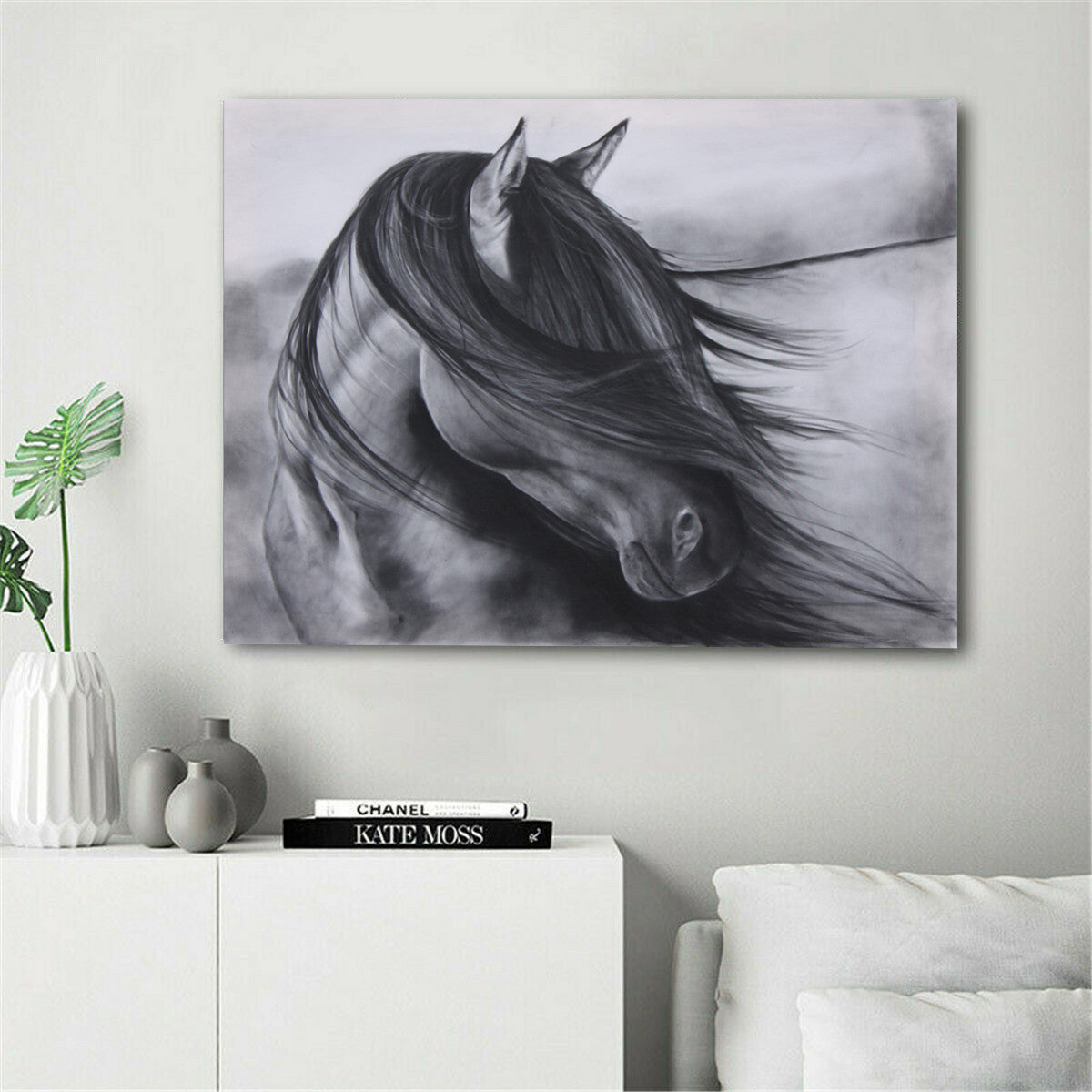 Quadro cavalli bianco e nero