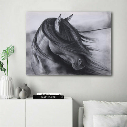 Quadro cavalli bianco e nero