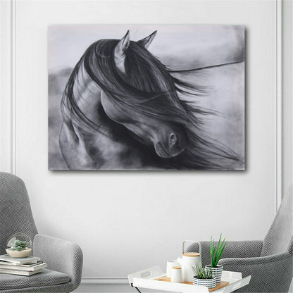 Quadro cavalli bianco e nero