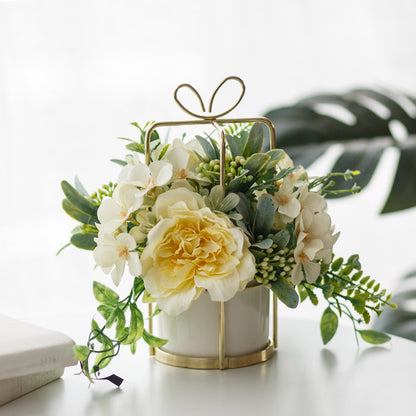 Vaso oro fiori finti