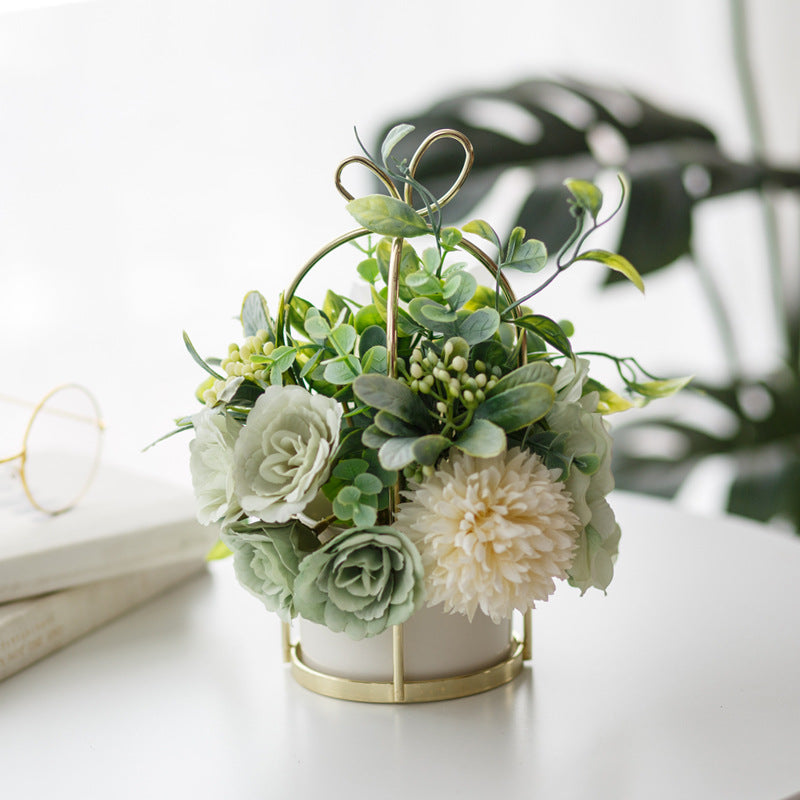 Vaso oro fiori finti