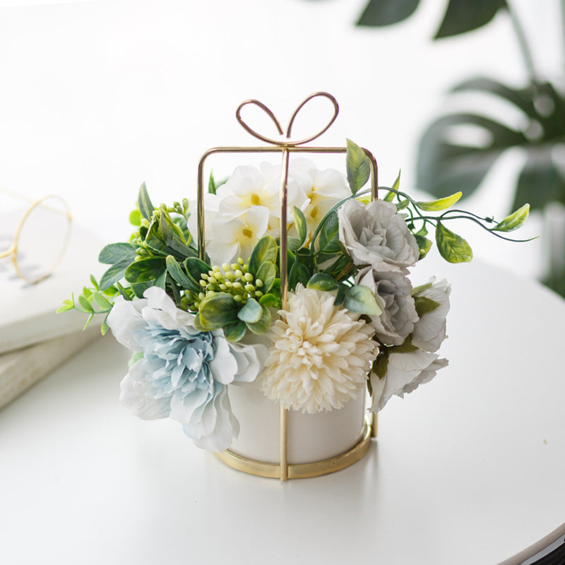 Vaso oro fiori finti