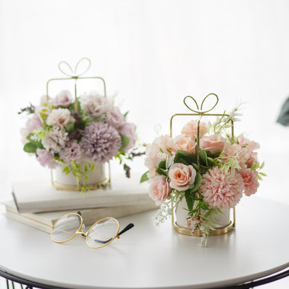 Vaso oro fiori finti