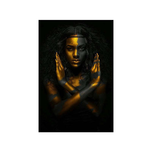 Poster Donna africana ritratto metà corpo dorato