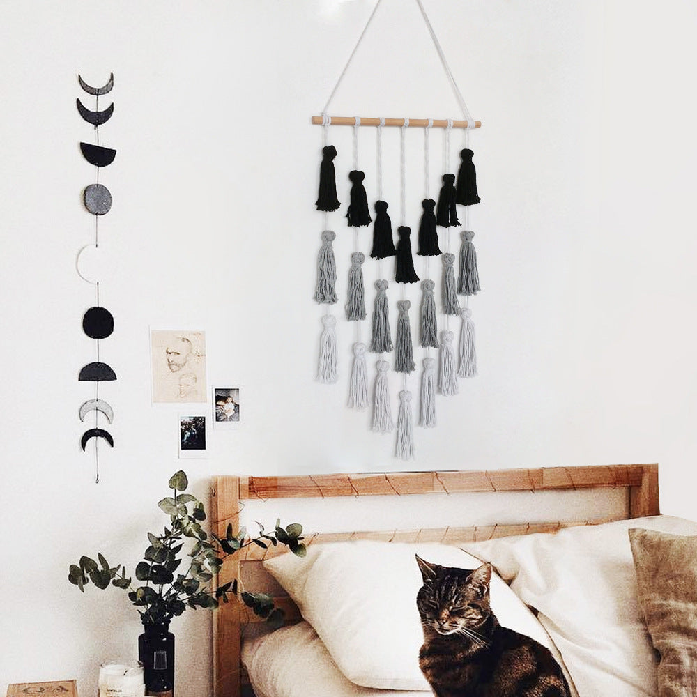 Arazzo boho bianco nero grigio