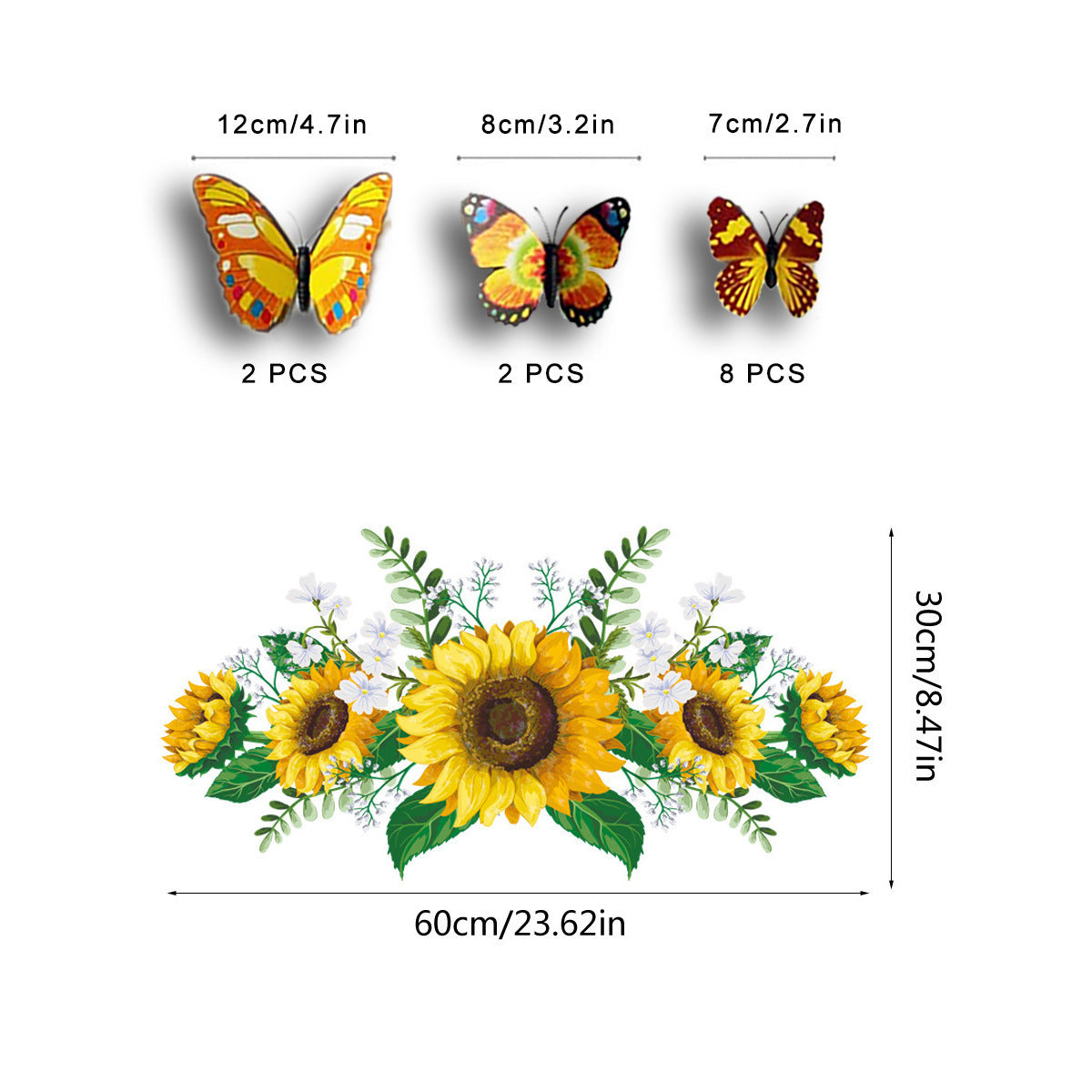 Adesivo Girasole e Farfalla
