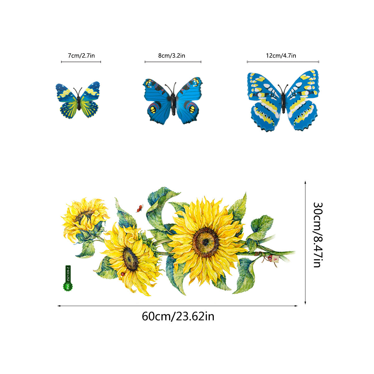 Adesivo Girasole e Farfalla