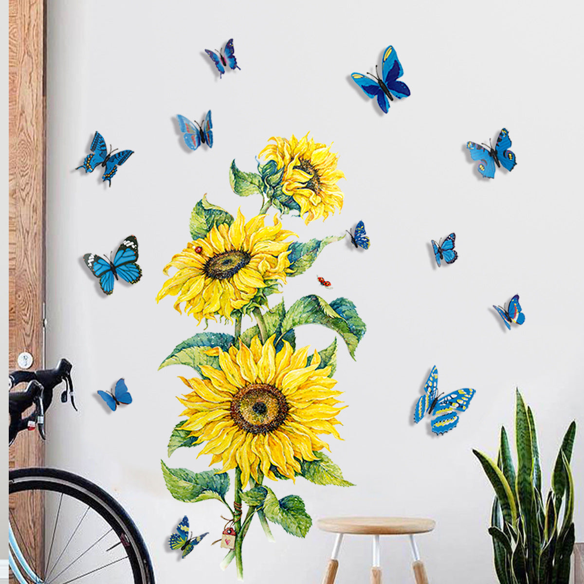 Adesivo Girasole e Farfalla