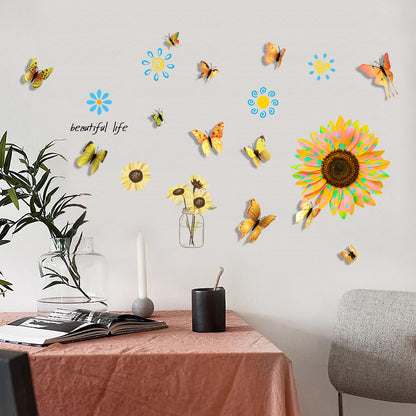 Adesivo Girasole e Farfalla