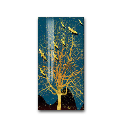 Quadro su tela Albero dorato e uccelli