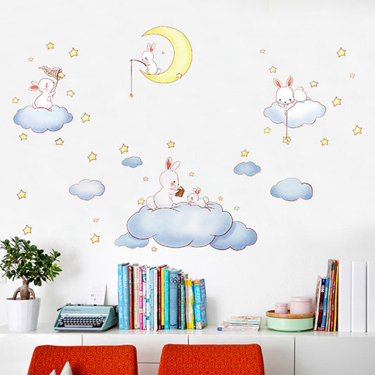 Adesivo murale Coniglio, nuvole e luna