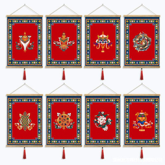 Arazzo Simboli buddhisti dorati