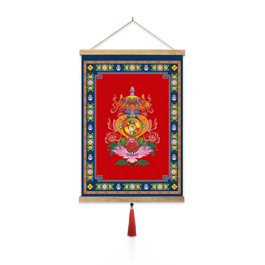 Arazzo Simboli buddhisti dorati