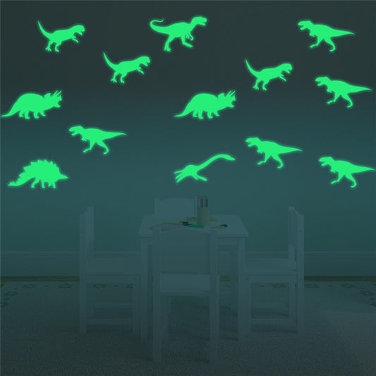 Adesivo murale Molti dinosauri verdi neon