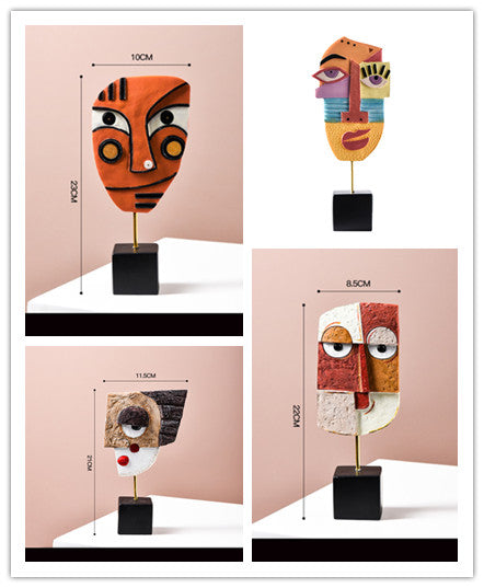 Teste multicolore resina con occhi
