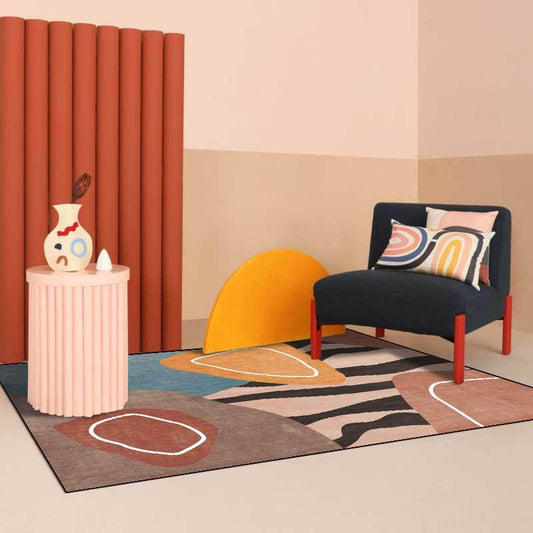 Tappeto multicolore con spicchio arancio