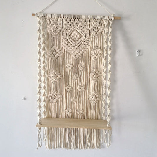 Arazzo macramé con rombo centrale