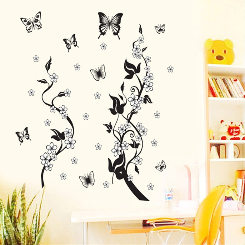 Sticker murale farfalla e fiore