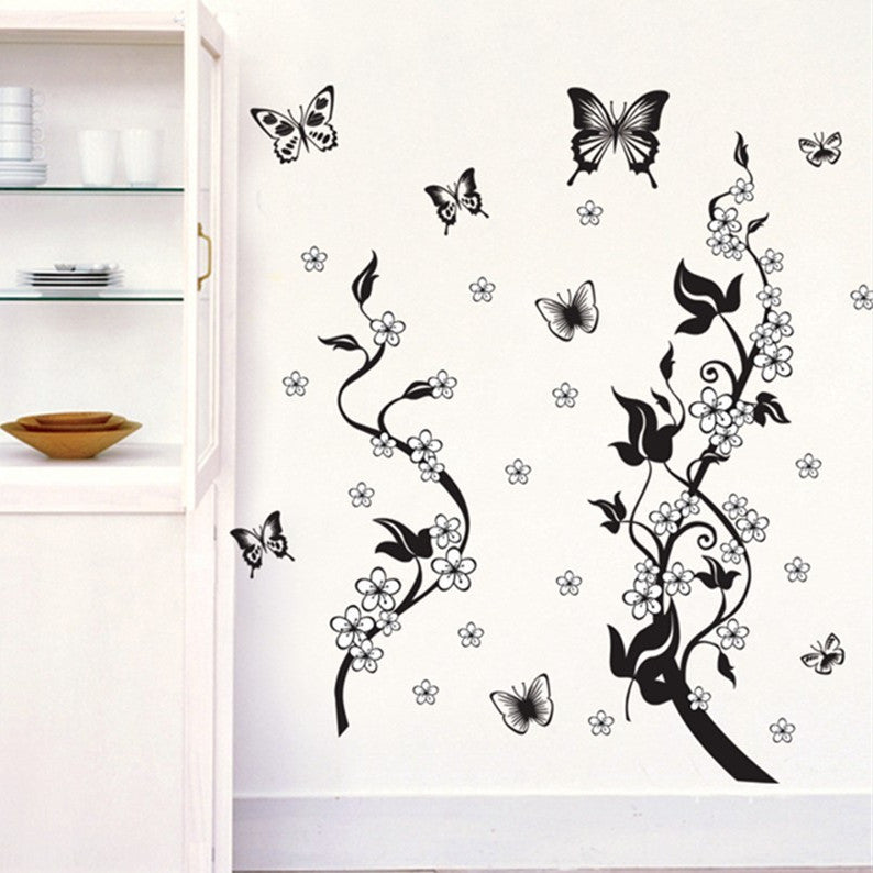 Sticker murale farfalla e fiore