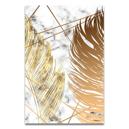 Tela astratta nordica foglie d'oro