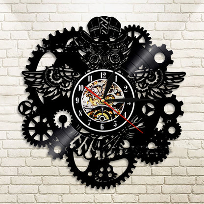 Orologio da parete Gufo e ingranaggi