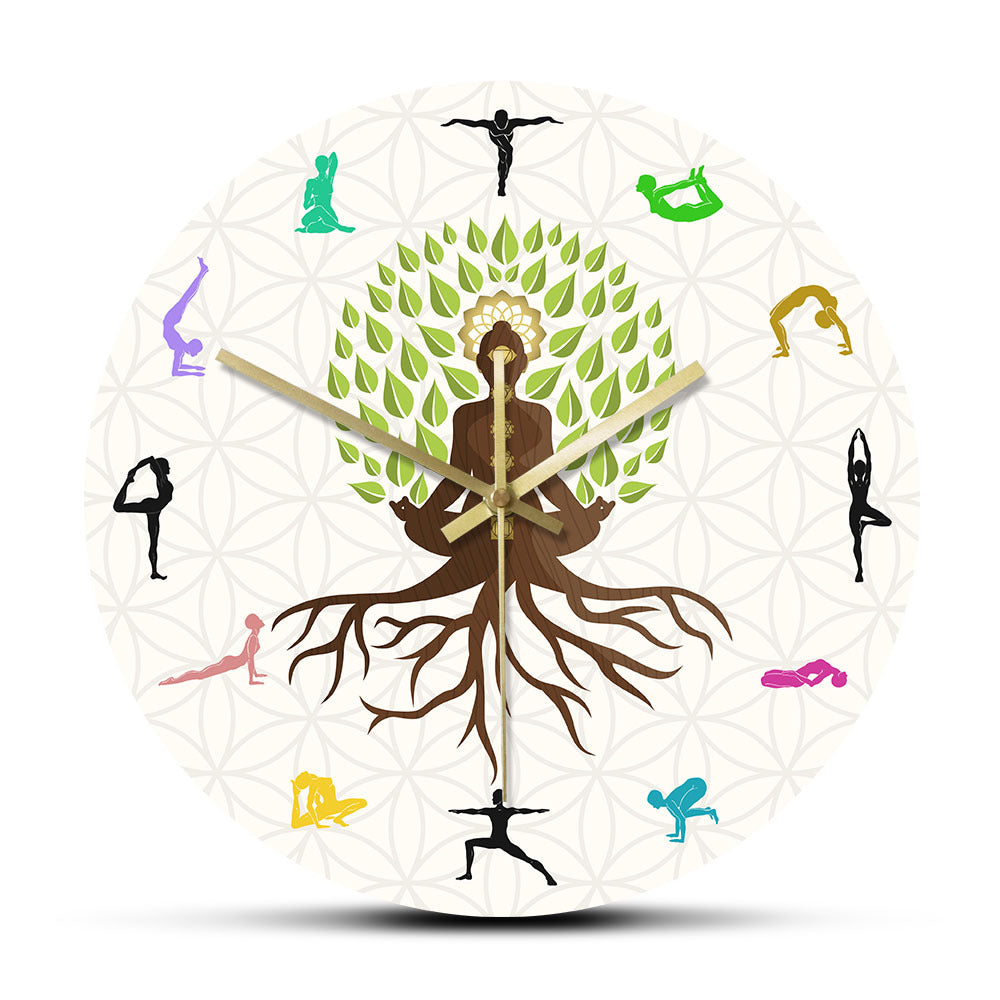 Orologio da parete Yoga e albero