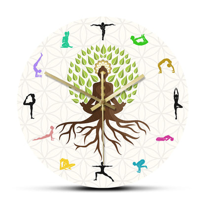 Orologio da parete Yoga e albero