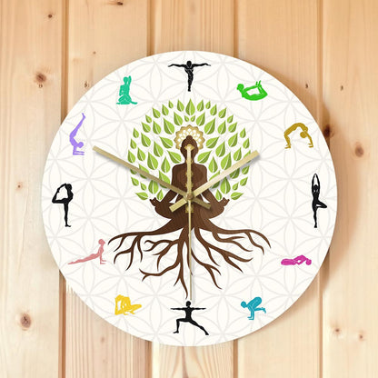 Orologio da parete Yoga e albero