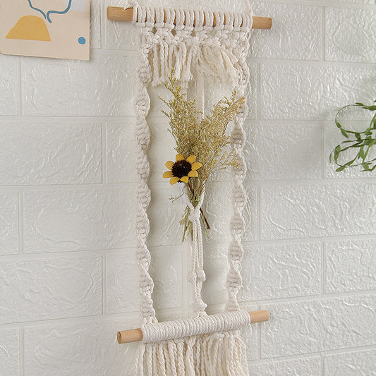 Arazzo Macramé con fiori e erba secca