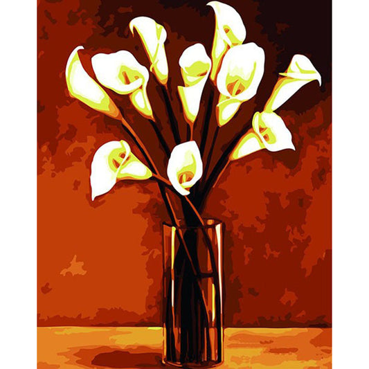 Quadro su tela Calle bianche fondo arancio pop
