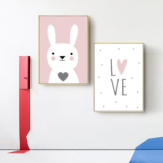 Quadro su tela Coniglietto bianco e scritta amore
