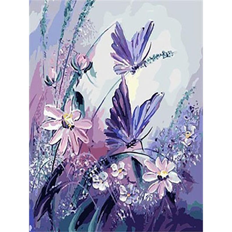 Dipinto fiori e farfalle