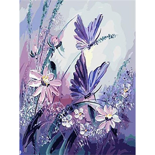 Quadro su tela Fiori e farfalle in vasi