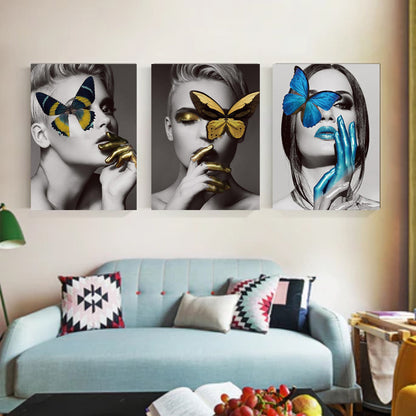 Quadro farfalla e donna
