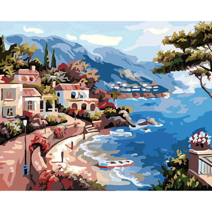 Quadro pittura digitale paesaggio lago