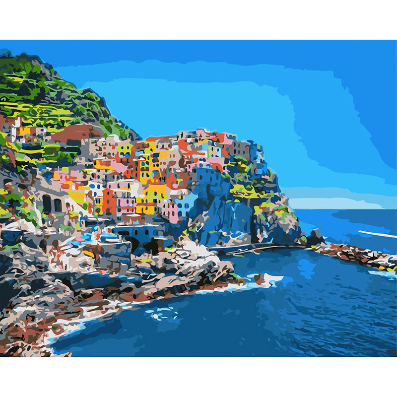 Quadro pittura digitale paesaggio lago