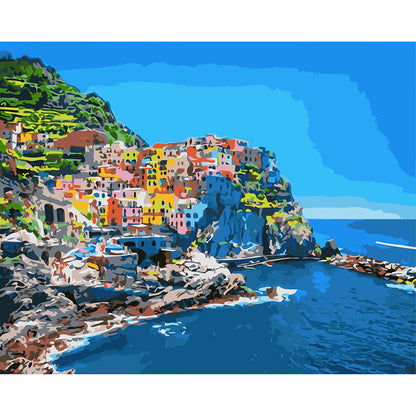 Quadro pittura digitale paesaggio lago