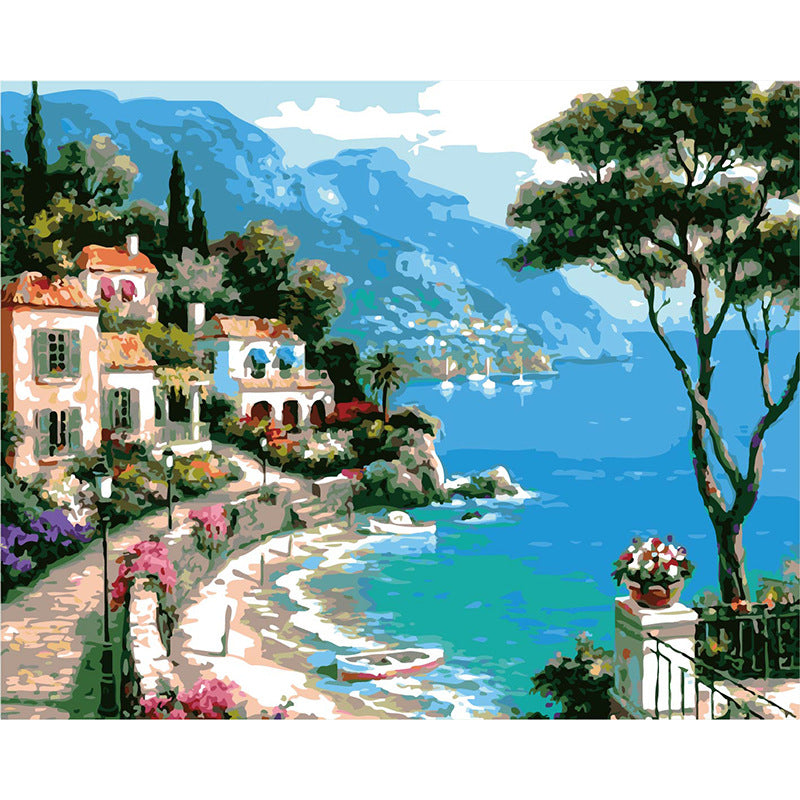 Quadro pittura digitale paesaggio lago
