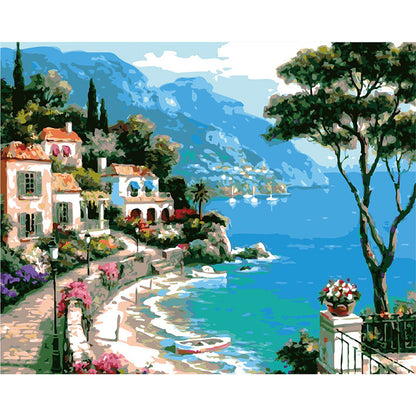 Quadro pittura digitale paesaggio lago