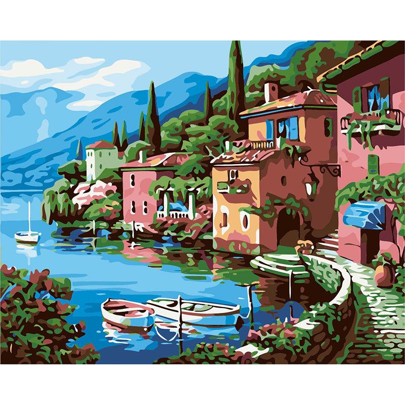 Quadro pittura digitale paesaggio lago