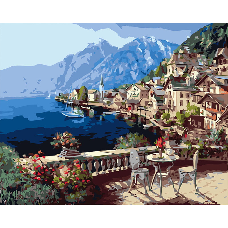 Quadro pittura digitale paesaggio lago